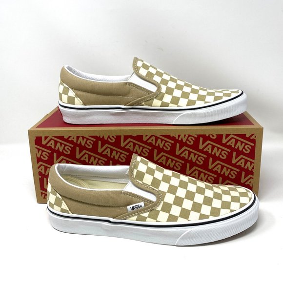 Vans Other - Vans Classic Slip On Check Beige Canvas Casual Sneakers Men's Sizes VN0A33TB43A